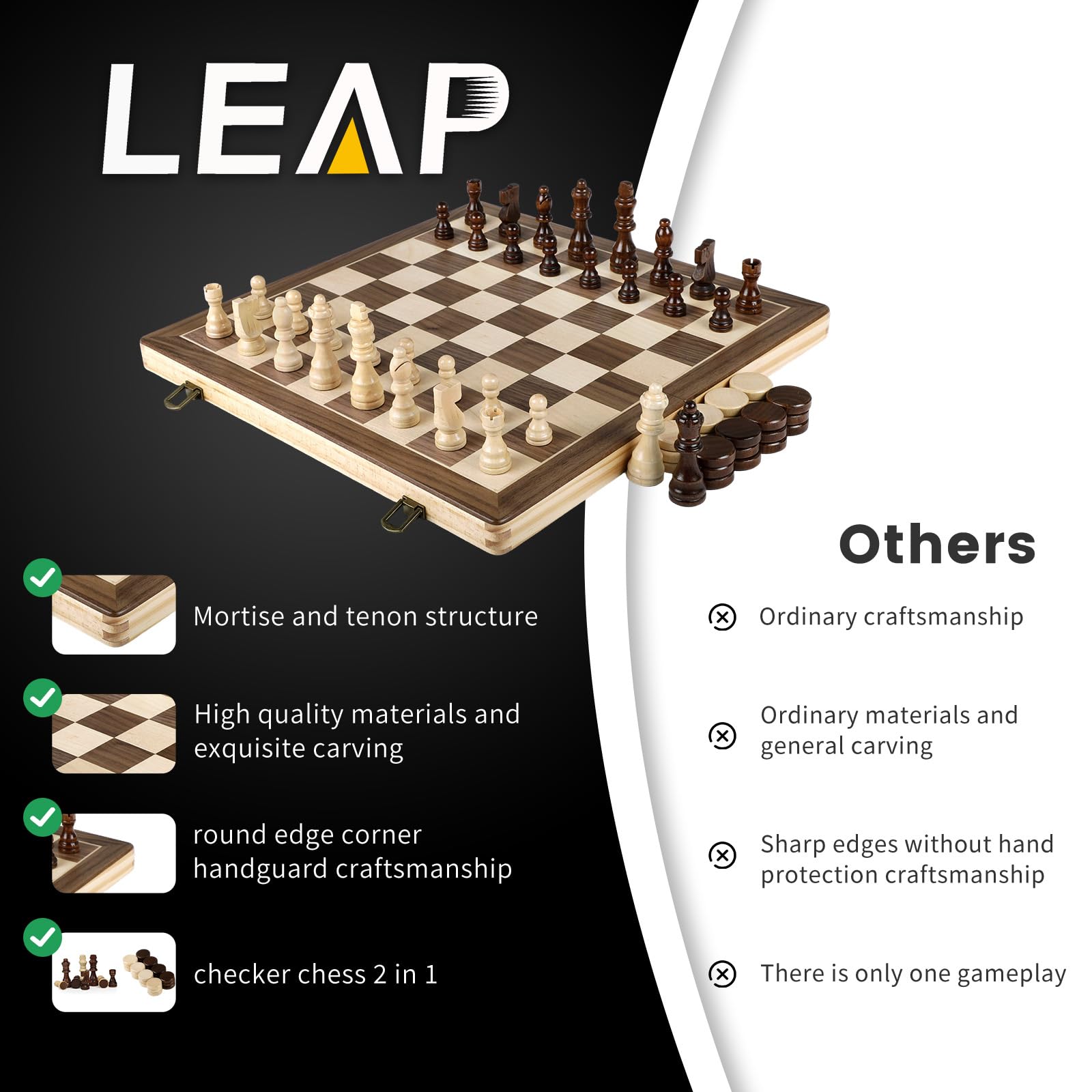 Amazon.com: LEAP Wooden Chess and Checker Sets - 15